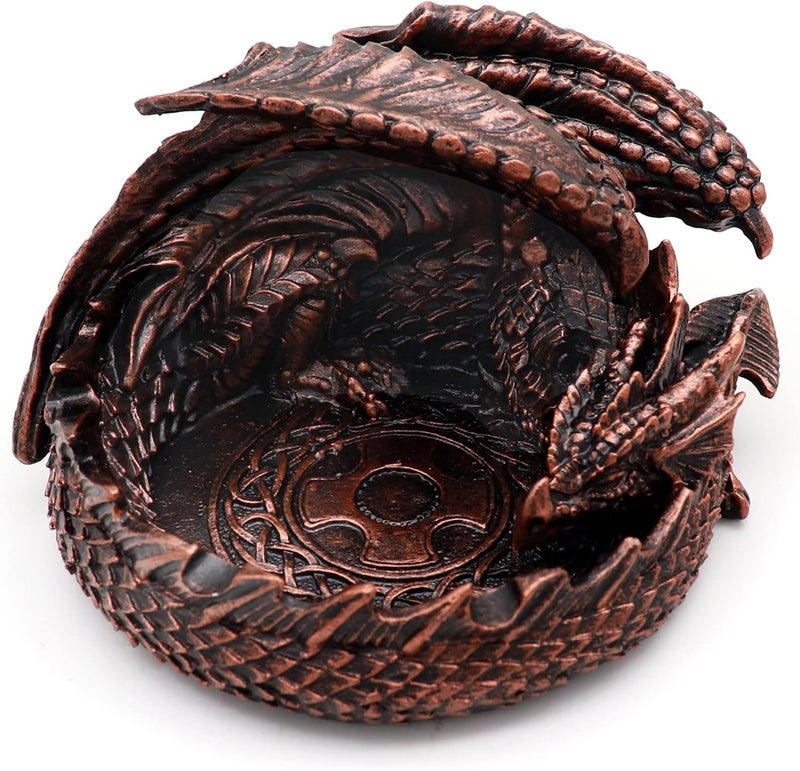 Haxtec Dragon Dice Jail Guardian DND Dice Tray Holder Compatible with Dungeons and Dragons Accessories Novelty DM RPG Gift Dragon Statue Decor(Antique Copper) - Image 1